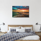 Zonsondergang aan de Oceanside Pier Canvas Afdruk (Insitu (Slaapkamer))