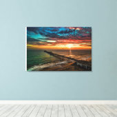 Zonsondergang aan de Oceanside Pier Canvas Afdruk (Insitu (Houten vloer))