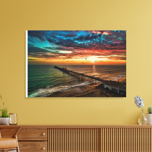 Zonsondergang aan de Oceanside Pier Canvas Afdruk (Insitu (Woonkamer))