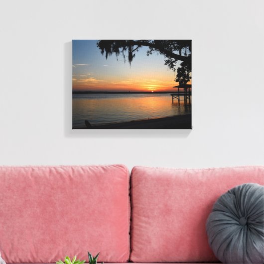 Zonsondergang aan de rivier canvas afdruk (Insitu (Woonkamer))