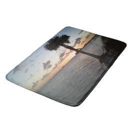 Zonsondergang Aan Het Strand Badmat