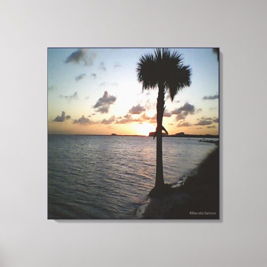 Zonsondergang Aan Het Strand Canvas Afdruk (Voorkant)