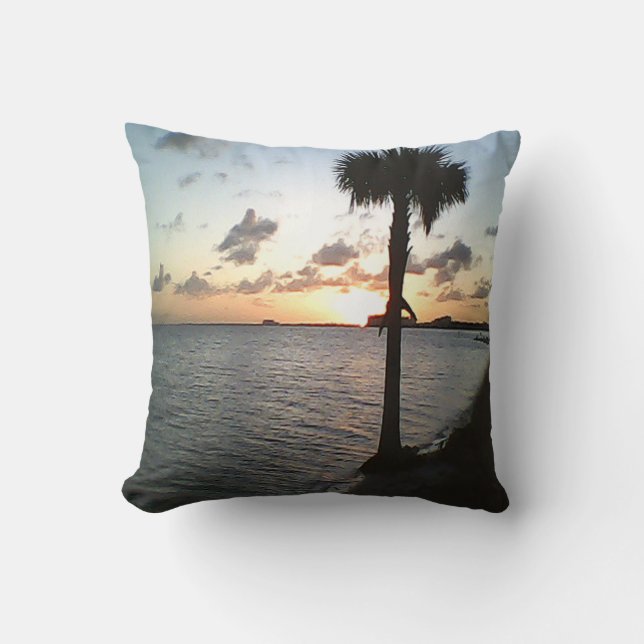 Zonsondergang Aan Het Strand Kussen (Voorkant)
