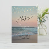 Zonsondergang aan het strand,Slingerlichten Script Kaart (Staand voorkant)