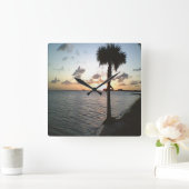 Zonsondergang Aan Het Strand Vierkante Klok (Huis)