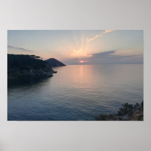 Zonsondergang aan zee Kust Zonsondergang Fotogra Poster