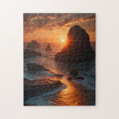 Zonsondergang aan zee legpuzzel (Verticaal)