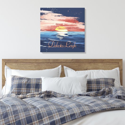 zonsondergang | Abstract donkerblauwe koraal in m Canvas Afdruk (Insitu (Slaapkamer))