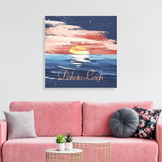 zonsondergang | Abstract donkerblauwe koraal in m Canvas Afdruk (Insitu (Woonkamer))