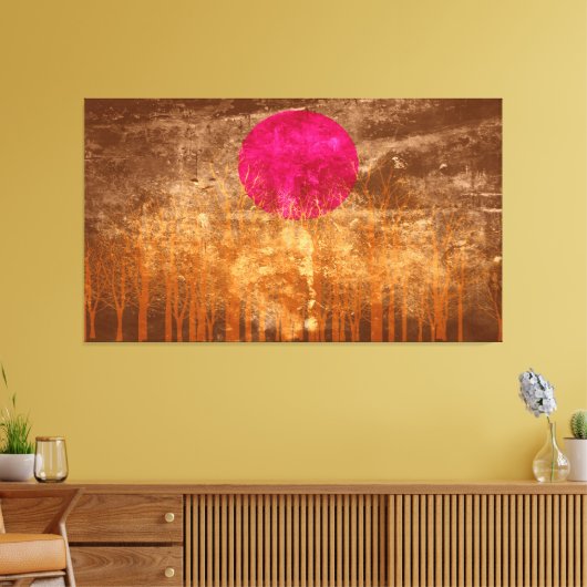 Zonsondergang Abstract Schilderij 3 Canvas Afdruk (Insitu (Woonkamer))