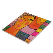 Zonsondergang Abstract schilderij van een vrouw Tegeltje (Zijkant)