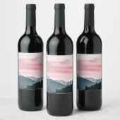 Zonsondergang achter de bergen wijn etiket (Flessen)