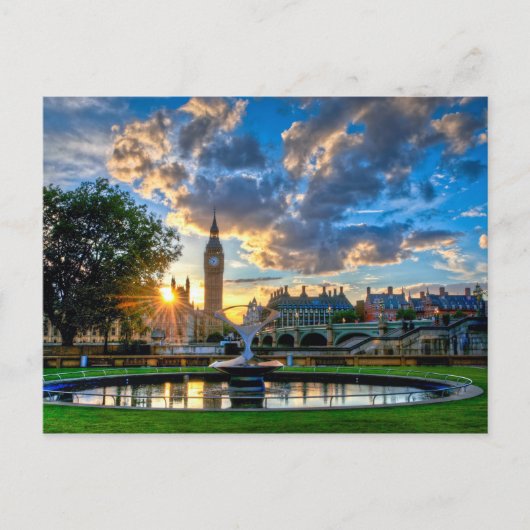 Zonsondergang achter de Houses of Parliament Briefkaart (Voorkant)