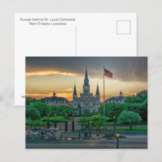 Zonsondergang achter St Louis Cathedral briefkaart