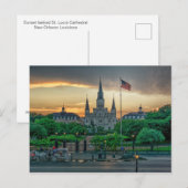 Zonsondergang achter St Louis Cathedral briefkaart (Voorkant / Achterkant)
