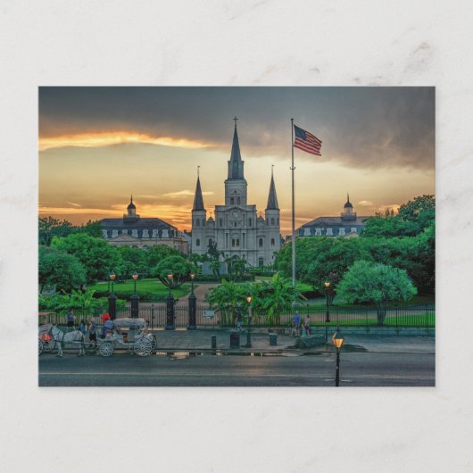 Zonsondergang achter St Louis Cathedral briefkaart (Voorkant)