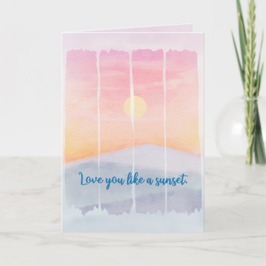 Zonsondergang Aquarel Romantisch Denkend Aan Jou Kaart (Voorkant)