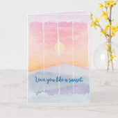 Zonsondergang Aquarel Romantisch Denkend Aan Jou Kaart (Gele Bloem)