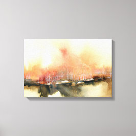 Zonsondergang Atmosferisch Sinaasappel Bruin Abstr Canvas Afdruk