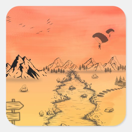 Zonsondergang Avonturenpad Sticker (Voorkant)