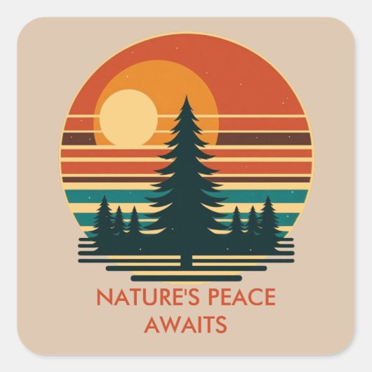 Zonsondergang Avontuur in het bos Natuur Vierkante Sticker (Voorkant)