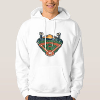 Zonsondergang Baseballveld Stadionverlichting Hoodie