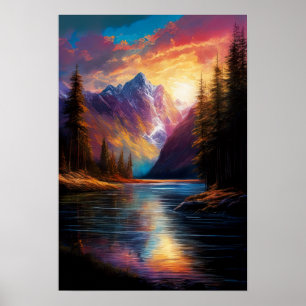 Zonsondergang Beauty in de Mountain Wilderness Poster