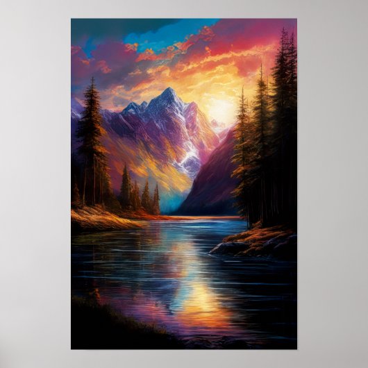 Zonsondergang Beauty in de Mountain Wilderness Poster (Voorkant)