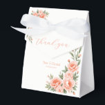 zonsondergang bedankdoosjes<br><div class="desc">Ons 'Sunset Bloom' collectie legt de warme en romantische tinten van een schemertuin vast. Delicate koraal rozen in tinten zacht sinaasappel mengen prachtig met de subtiele aanraking van fern green, allemaal tegen een fraaie en elegante achtergrond. Elk stuk in dit collectie straalt een zachte charme uit, ideaal voor koppels die...</div>
