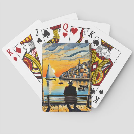 Zonsondergang bekijken 1 pokerkaarten (Achterkant)