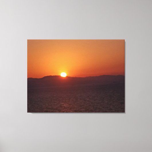 Zonsondergang, Berg en Zee Canvasprint Canvas Afdruk (Voorkant)