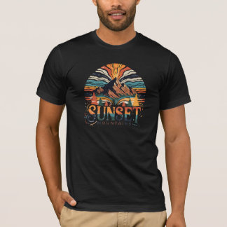 Zonsondergang Berg Natuur T-Shirt Ontwerp