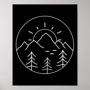 Zonsondergang Berg Natuur Wandelen Kamperen Buiten Poster