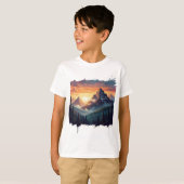 Zonsondergang Bergbos Kunst T-shirt (Voorkant volledig)