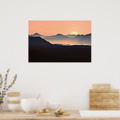 Zonsondergang Bergen Silhouet Poster (Keuken)