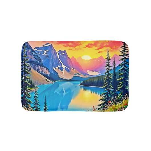 Zonsondergang Bergmeer Majesteit Kunst Badmat (Voorkant)
