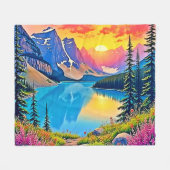 Zonsondergang Bergmeer Majesteit Kunst Fleece Deken (Voorkant (Horizontaal))