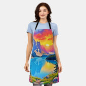 Zonsondergang Bergmeer Majesteit Kunst Schort (Gedragen)