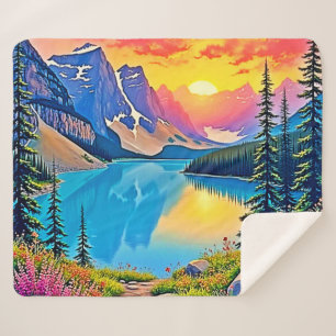 Zonsondergang Bergmeer Majesteit Kunst Sherpa Deken