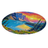 Zonsondergang Bergmeer Majesteit Kunst Snijplank (Hoek)