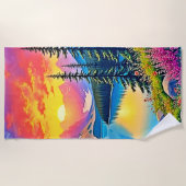 Zonsondergang Bergmeer Majesteit Kunst Strandlaken (Voorkant)