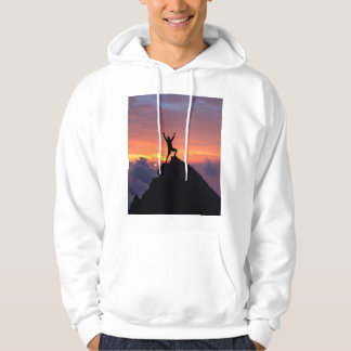 Zonsondergang Bergtop Succes Silhouette Hoodie