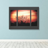 Zonsondergang Berk Triptiek Verpakt Canvas Print (Insitu (Houten vloer))