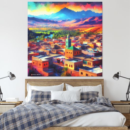 Zonsondergang bij Ait Melloul – Marokko Canvas Afdruk (Insitu (Slaapkamer))
