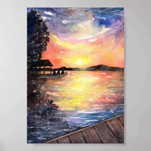 Zonsondergang bij Cottage Poster (Voorkant)
