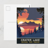 Zonsondergang bij Crater Lake, Oregon, Reizen Briefkaart (Voorkant / Achterkant)