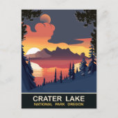 Zonsondergang bij Crater Lake, Oregon, Reizen Briefkaart (Voorkant)
