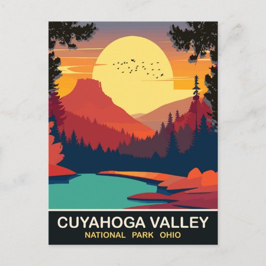 Zonsondergang bij Cuyahoga Valley, Ohio, Reizen Briefkaart (Voorkant)
