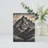 Zonsondergang bij de bergen kunstwerk briefkaart (Staand voorkant)