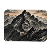 Zonsondergang bij de bergen kunstwerk magneet (Horizontaal)